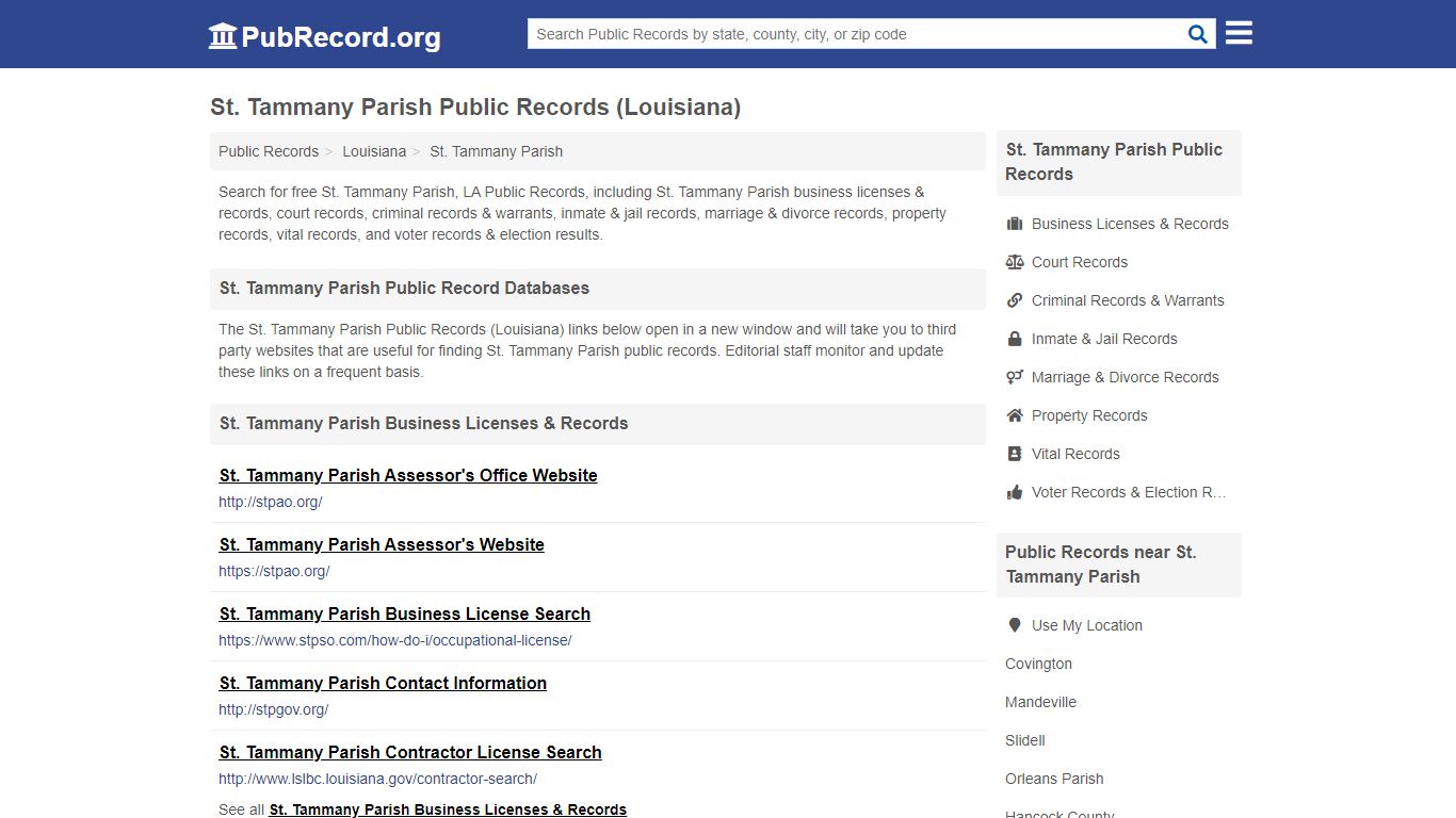 Free St. Tammany Parish Public Records (Louisiana Public ...